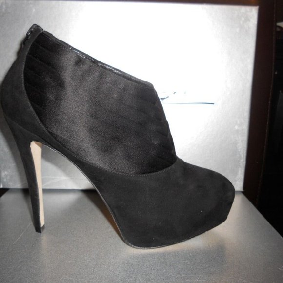 Brian Atwood DASHA Suede Satin Platform Ankle Booties Boots Shoes - Picture 4 of 12